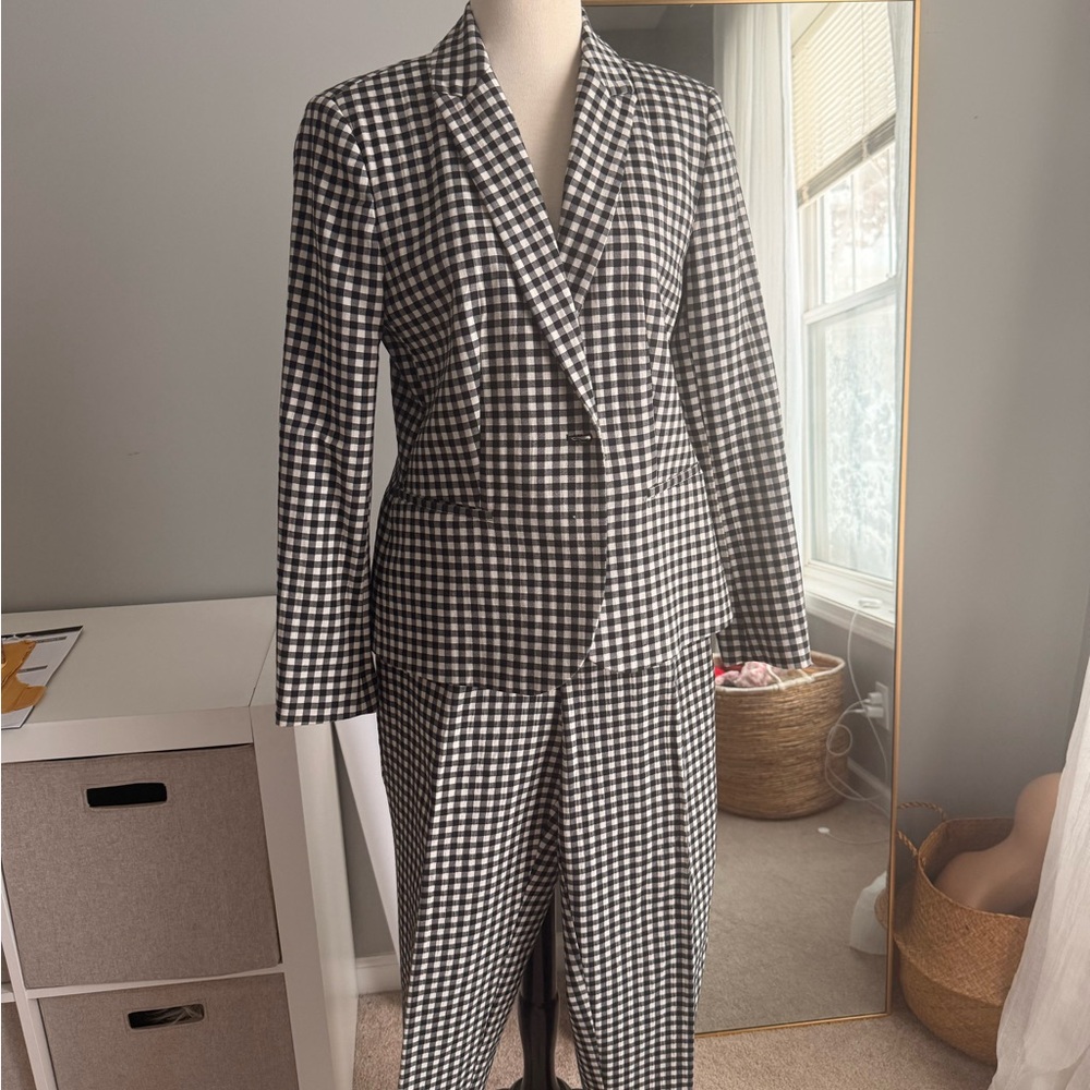 Zara Black and White Checkered Blazer